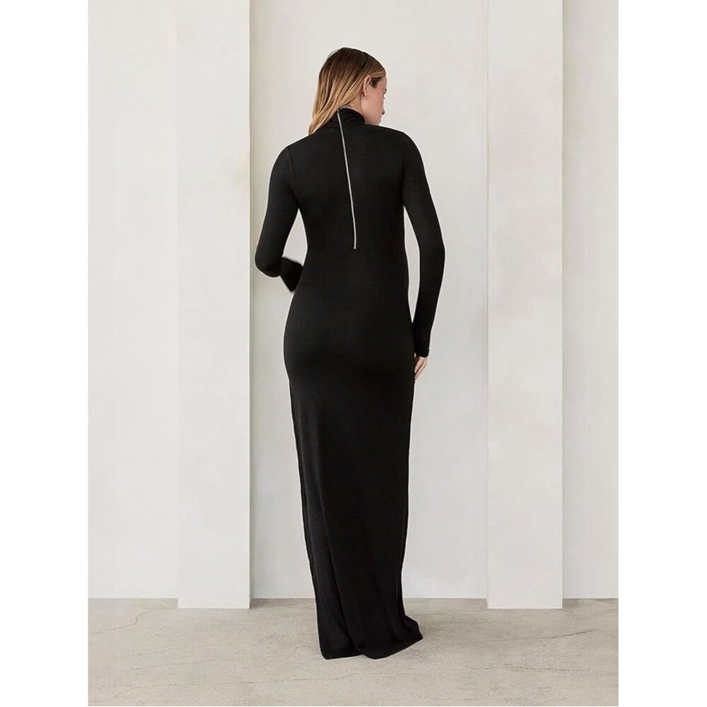 BUMPSUIT Maternity Maxi Dress Long Sleeve Turtleneck Bodycon Pregnancy Dress